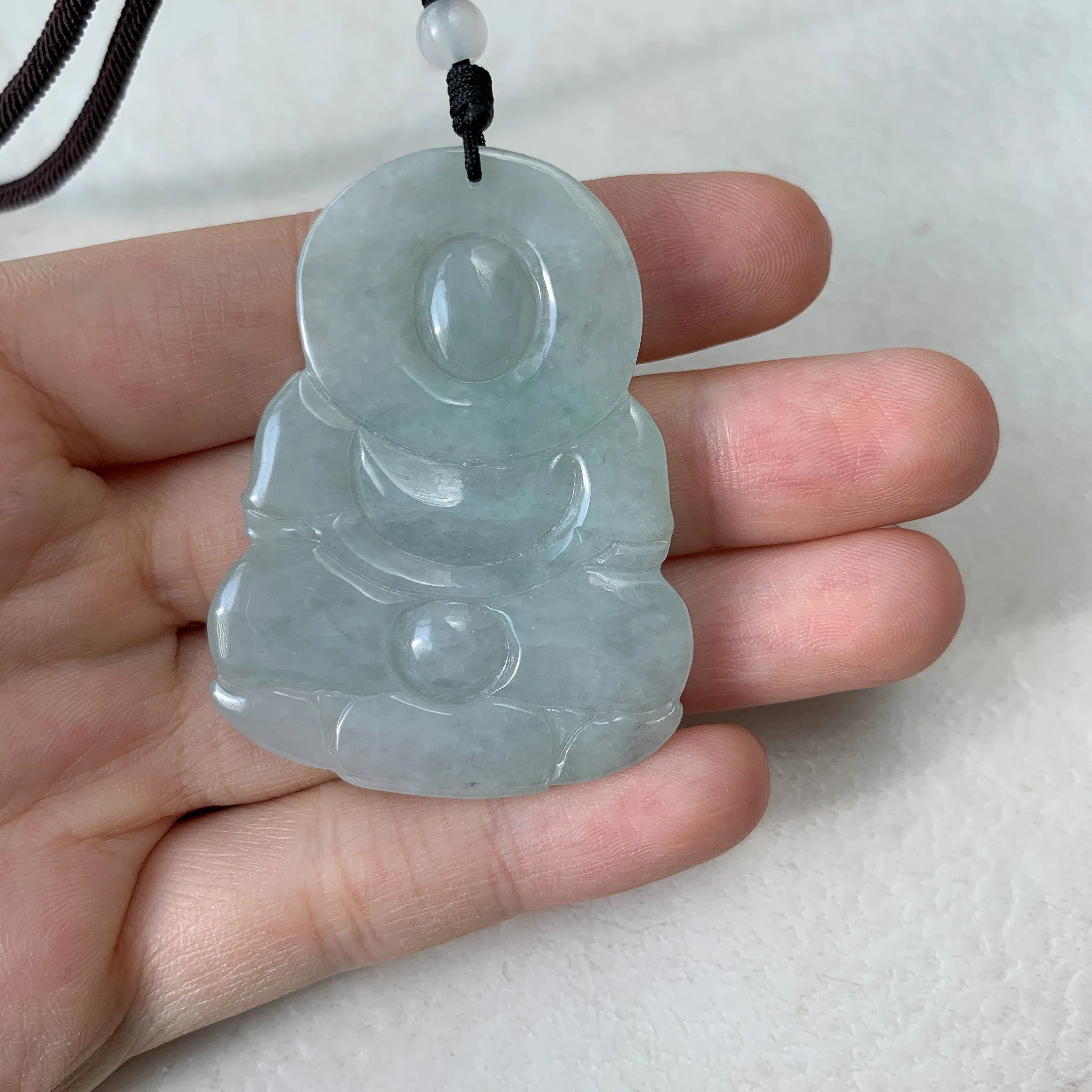 Jadeite Jade Guan Yin Avalokiteshvara Hand Carved Pendant Necklace, YJ-0321-0390692