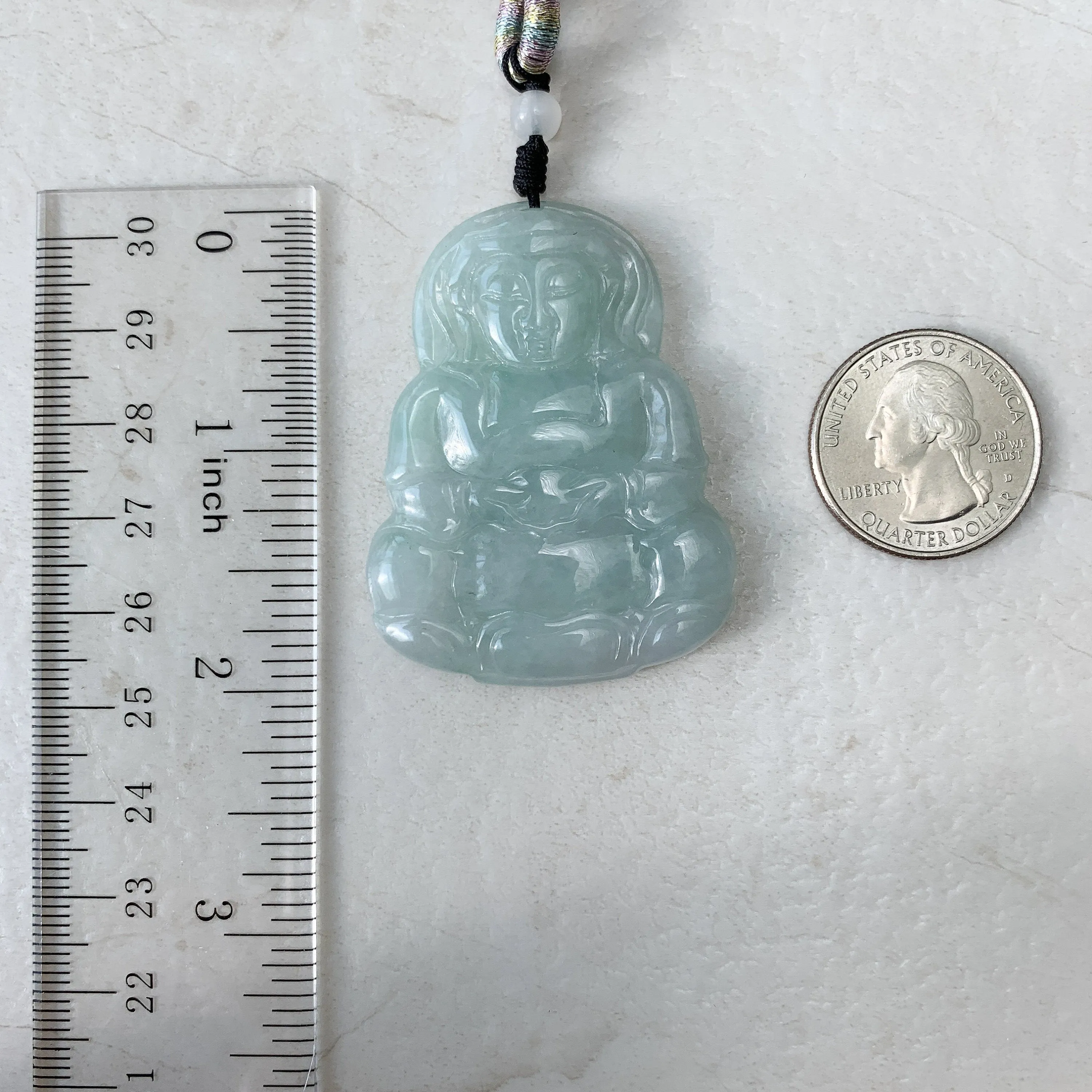 Jadeite Jade Guan Yin Avalokiteshvara Hand Carved Pendant Necklace, YJ-0321-0390692