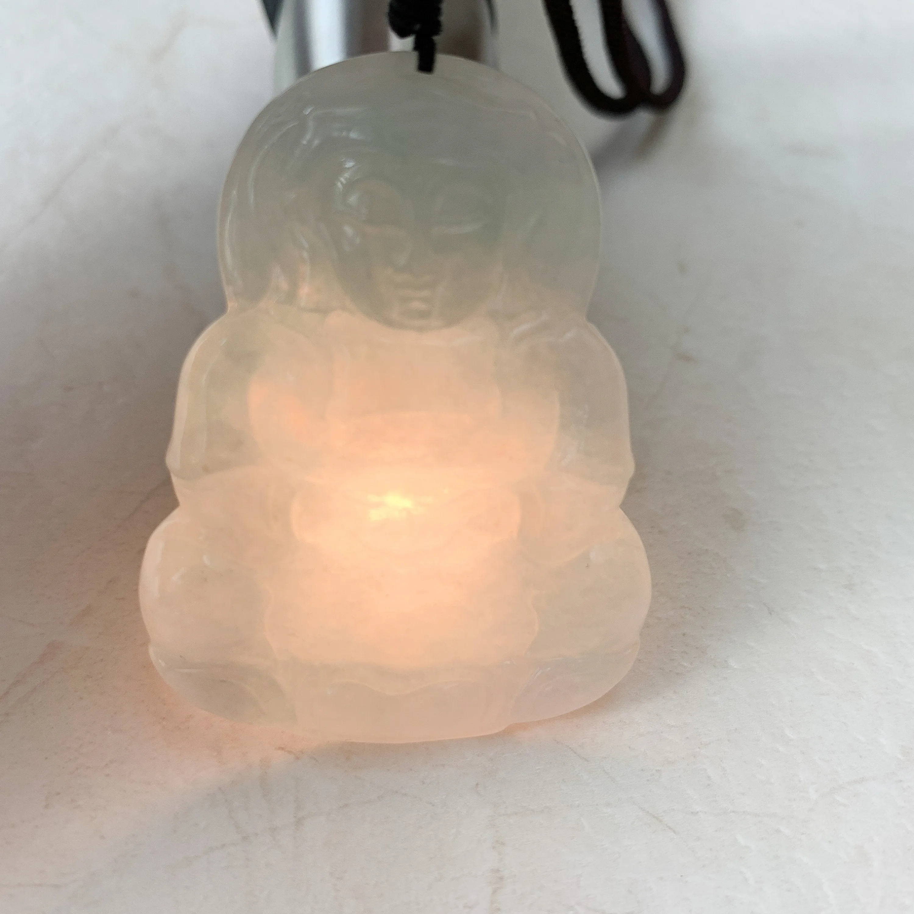 Jadeite Jade Guan Yin Avalokiteshvara Hand Carved Pendant Necklace, YJ-0321-0390692
