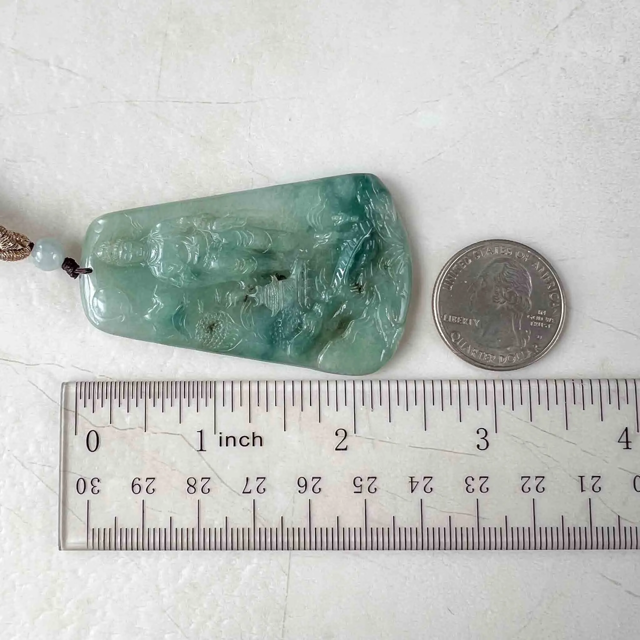 Jadeite Jade Lady Buddha, Guan Yin Mountain Landscape Avalokiteshvara, 观音, Hand Carved Pendant Necklace, YX-1122-1688528676
