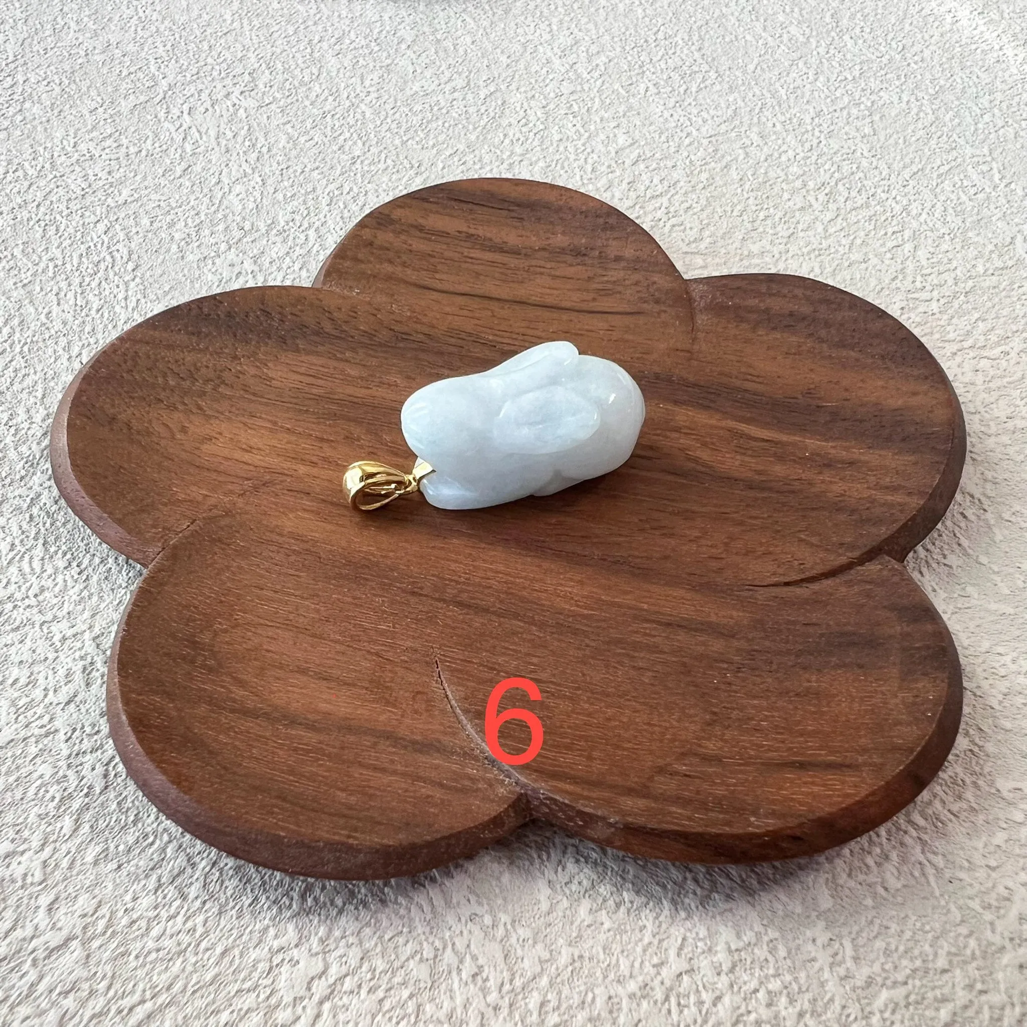 Jadeite Jade Rabbit Pendant with 18K Solid Gold, Set 1, SHWQ-0423-1704430345