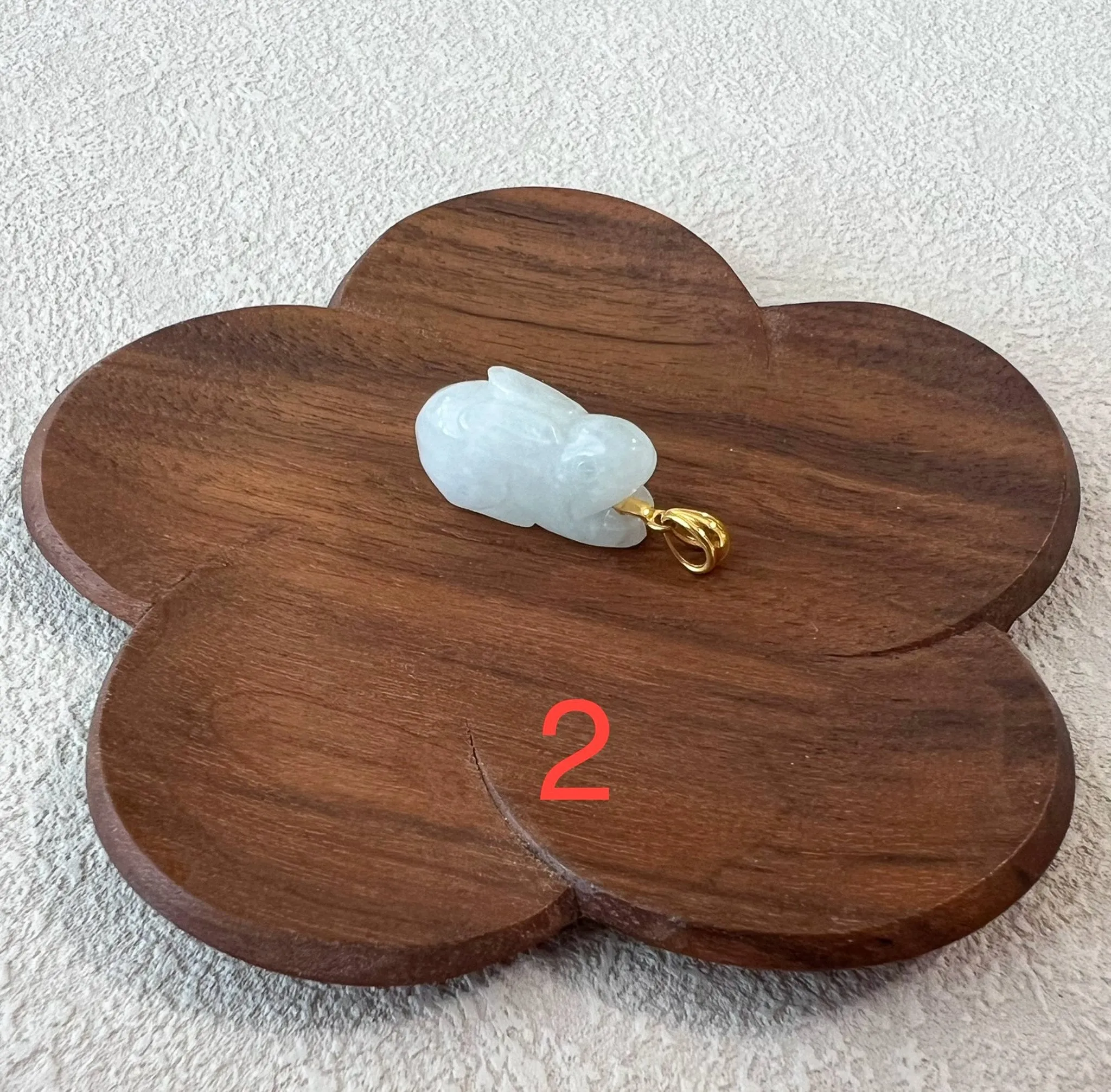 Jadeite Jade Rabbit Pendant with 18K Solid Gold, Set 1, SHWQ-0423-1704430345