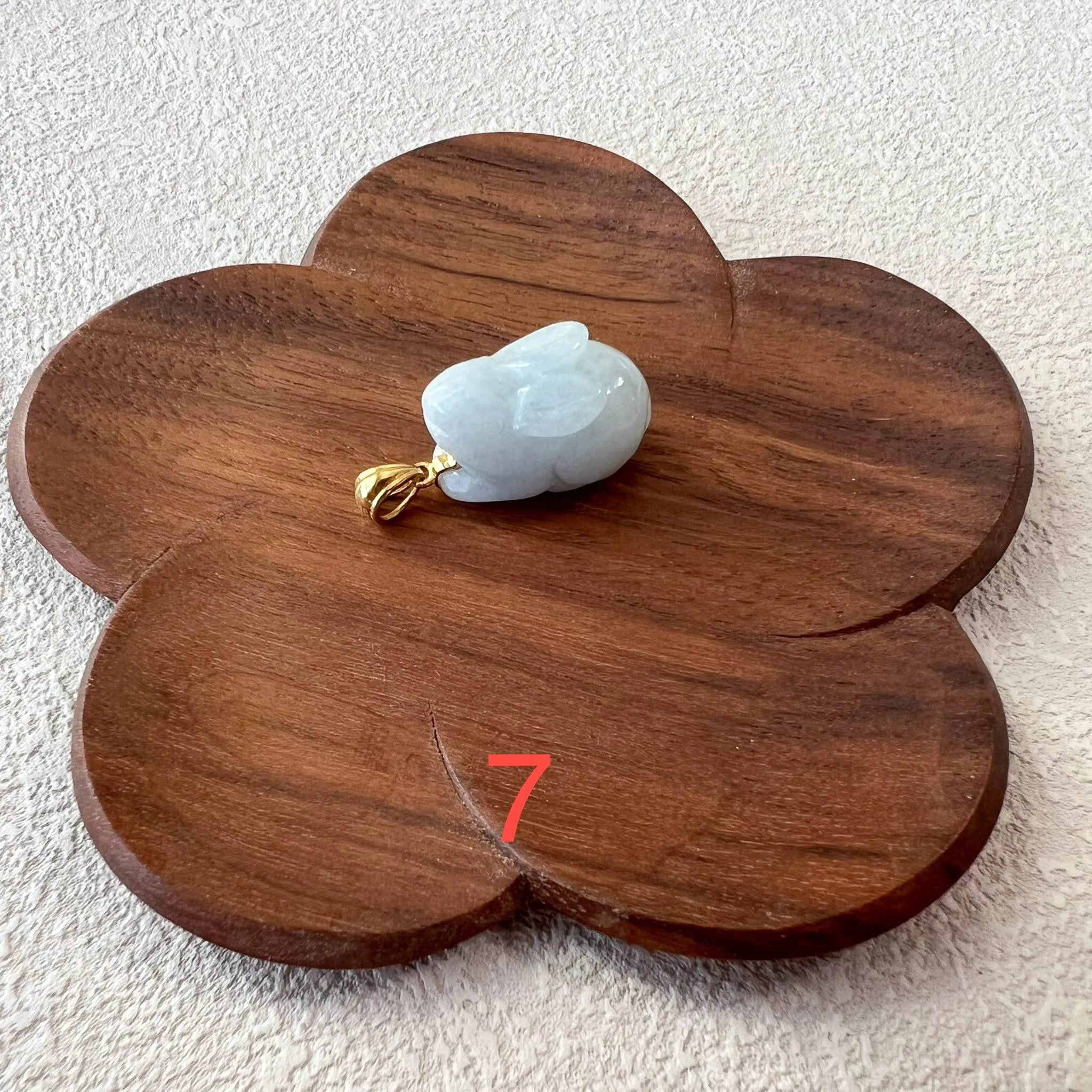 Jadeite Jade Rabbit Pendant with 18K Solid Gold, Set 1, SHWQ-0423-1704430345