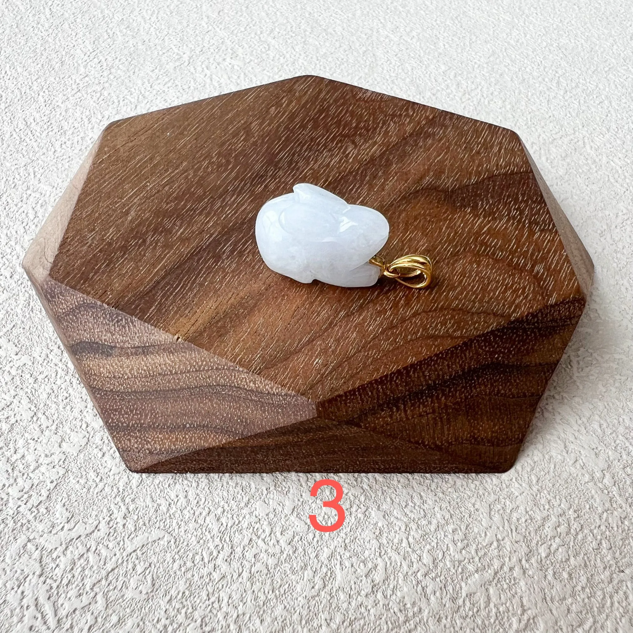 Jadeite Jade Rabbit Pendant with 18K Solid Gold, Set 2, SHWQ-0423-1704948725
