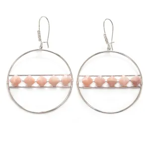 Jewelry Kit, The Saturn Gemstone Earring Set - Peach Moonstone and Silver - Limited Edition