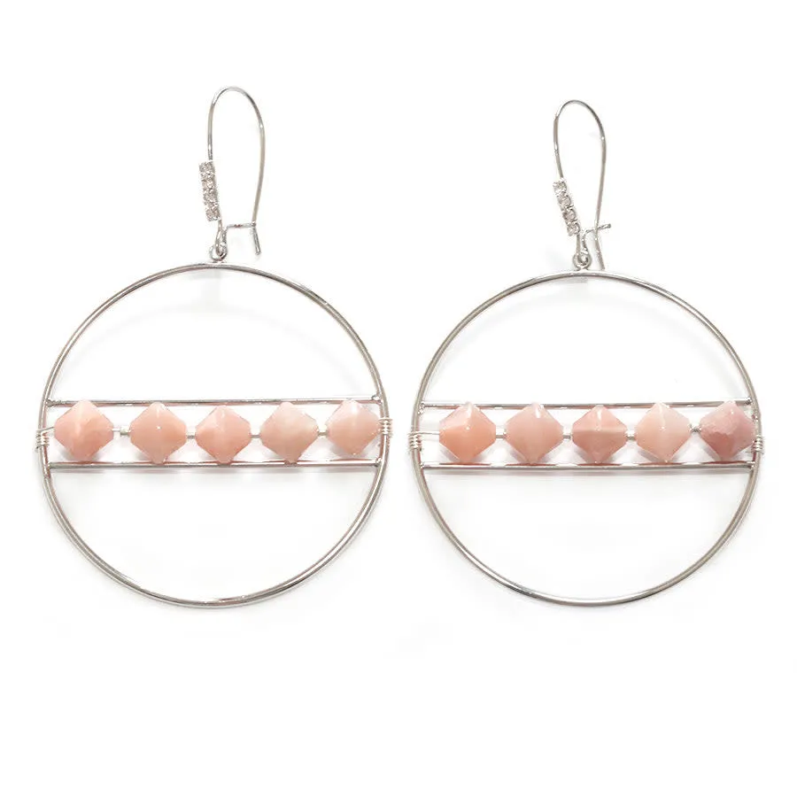 Jewelry Kit, The Saturn Gemstone Earring Set - Peach Moonstone and Silver - Limited Edition