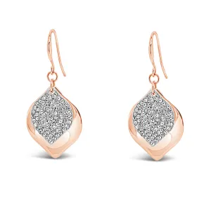 Jillian Two Tone Silver Rose Gold Rhombus Diamante Earrings