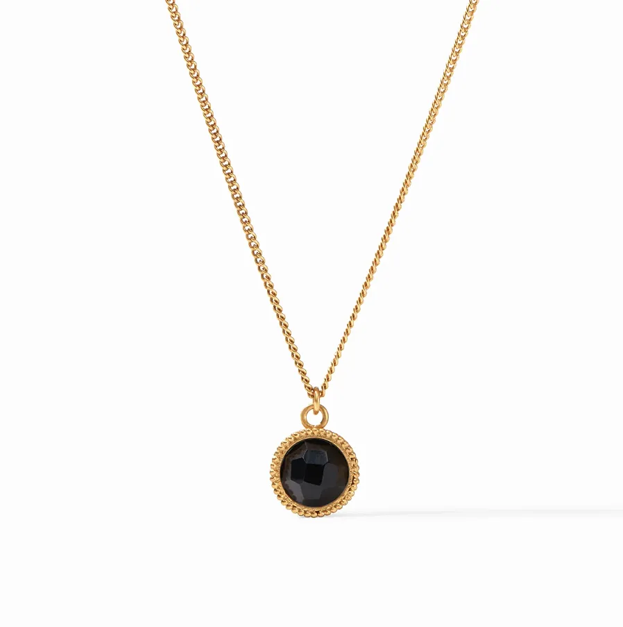 Julie Vos Fleur-de-Lis Obsidian Black Solitaire Necklace