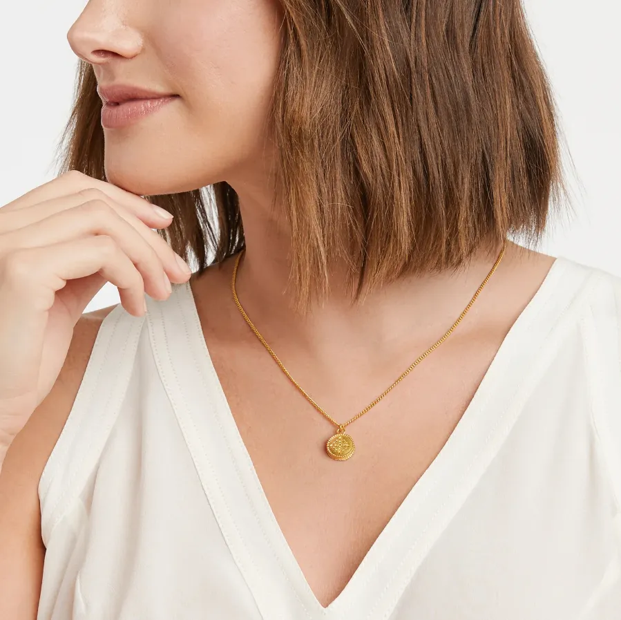 Julie Vos Fleur-de-Lis Obsidian Black Solitaire Necklace