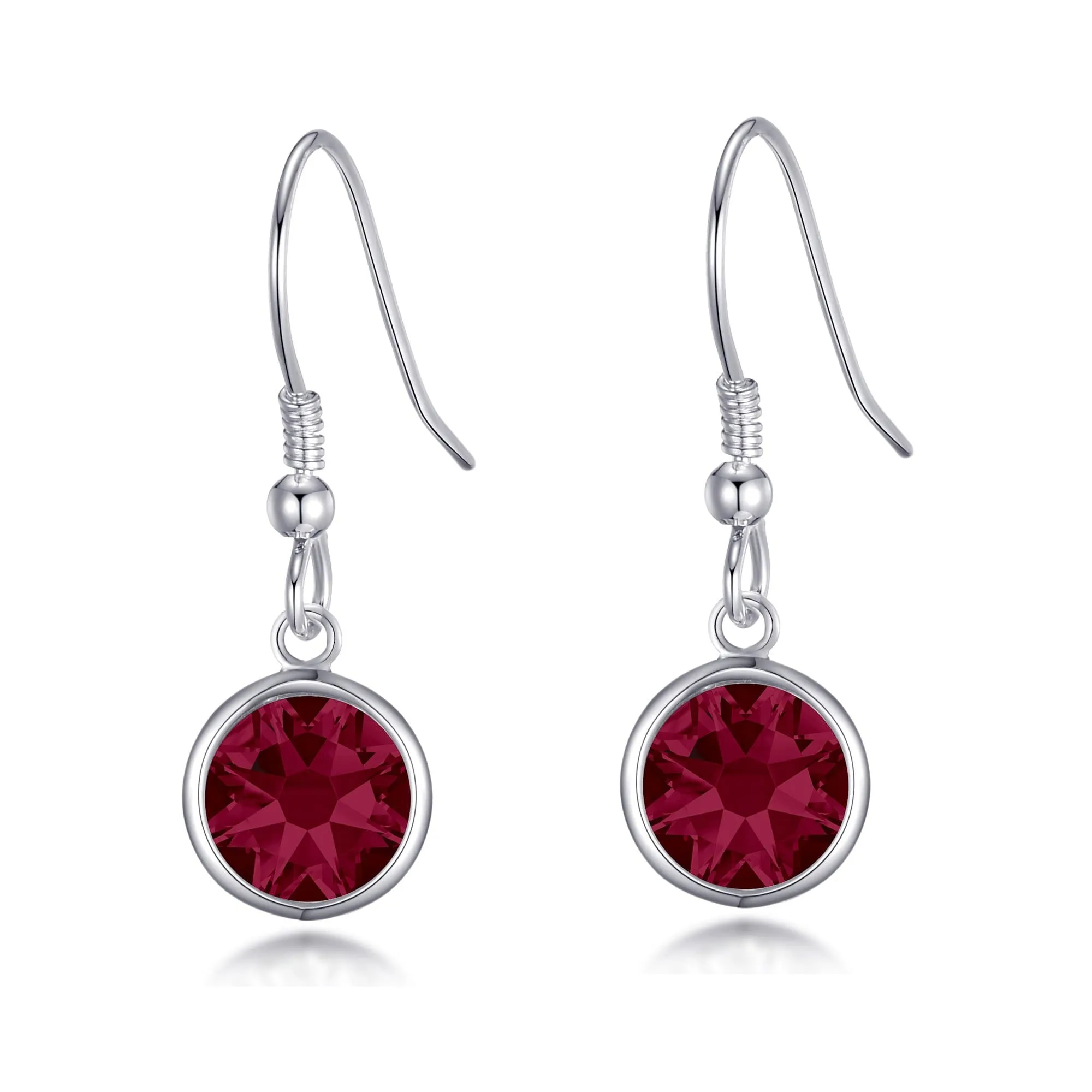 July Birthstone Drop Earrings Created with Ruby Zircondia® Crystals