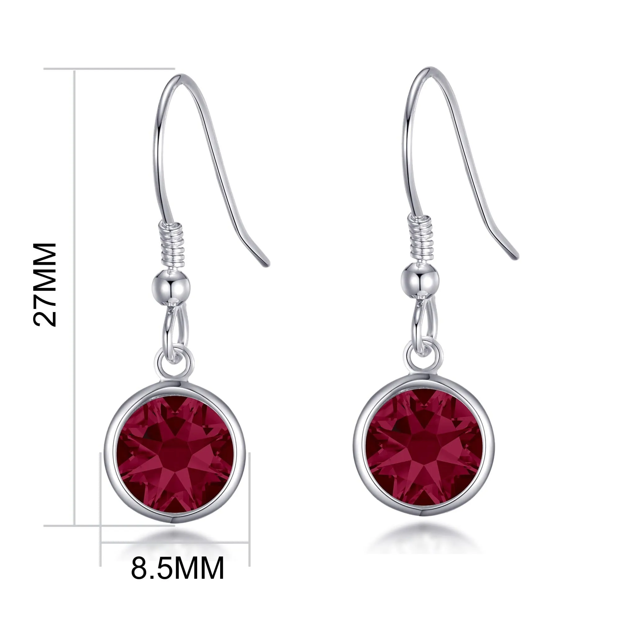July Birthstone Drop Earrings Created with Ruby Zircondia® Crystals