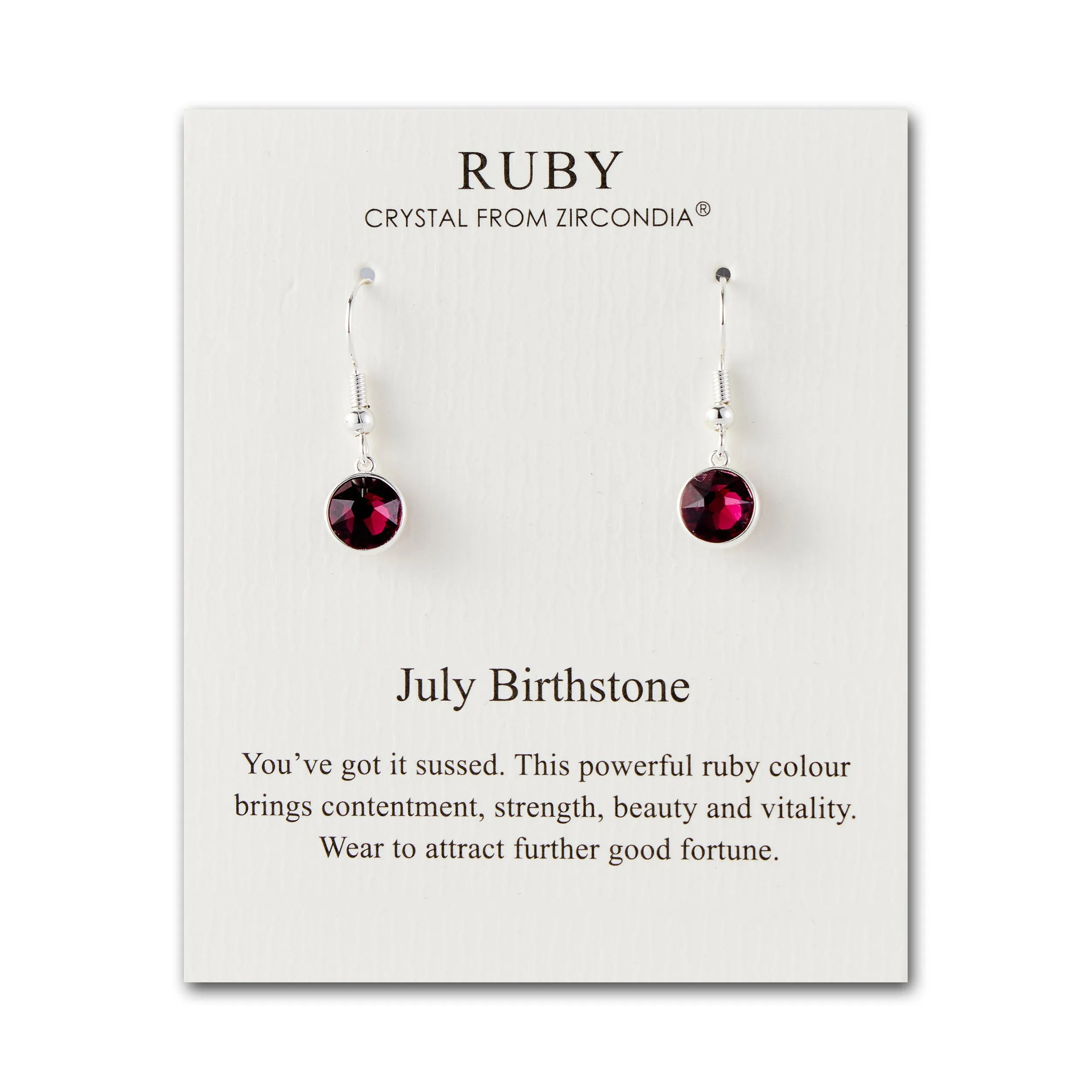 July Birthstone Drop Earrings Created with Ruby Zircondia® Crystals