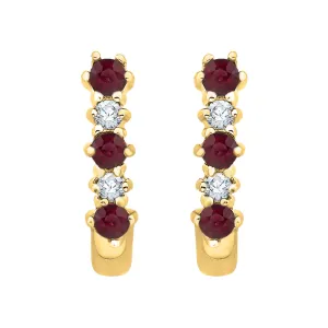 KATARINA Ruby and Diamond J Hoop Earrings (1/2 cttw)