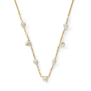 Keshi Pearl Collar Necklace, Gold