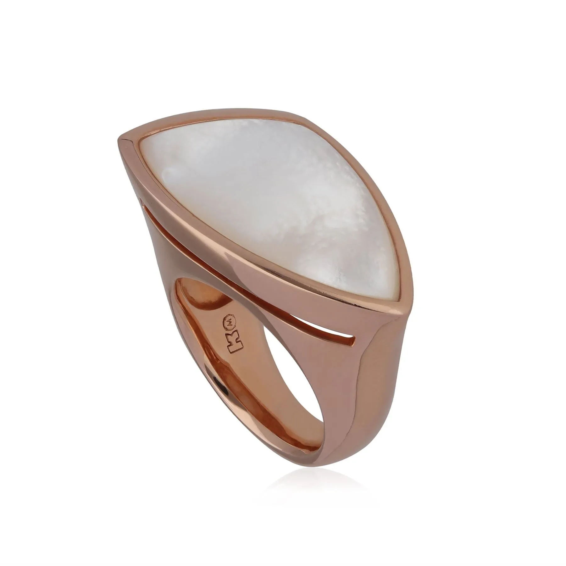 Kosmos Angular Perlmutt Cocktail Ring in Rose Vergoldetem Sterling Silber
