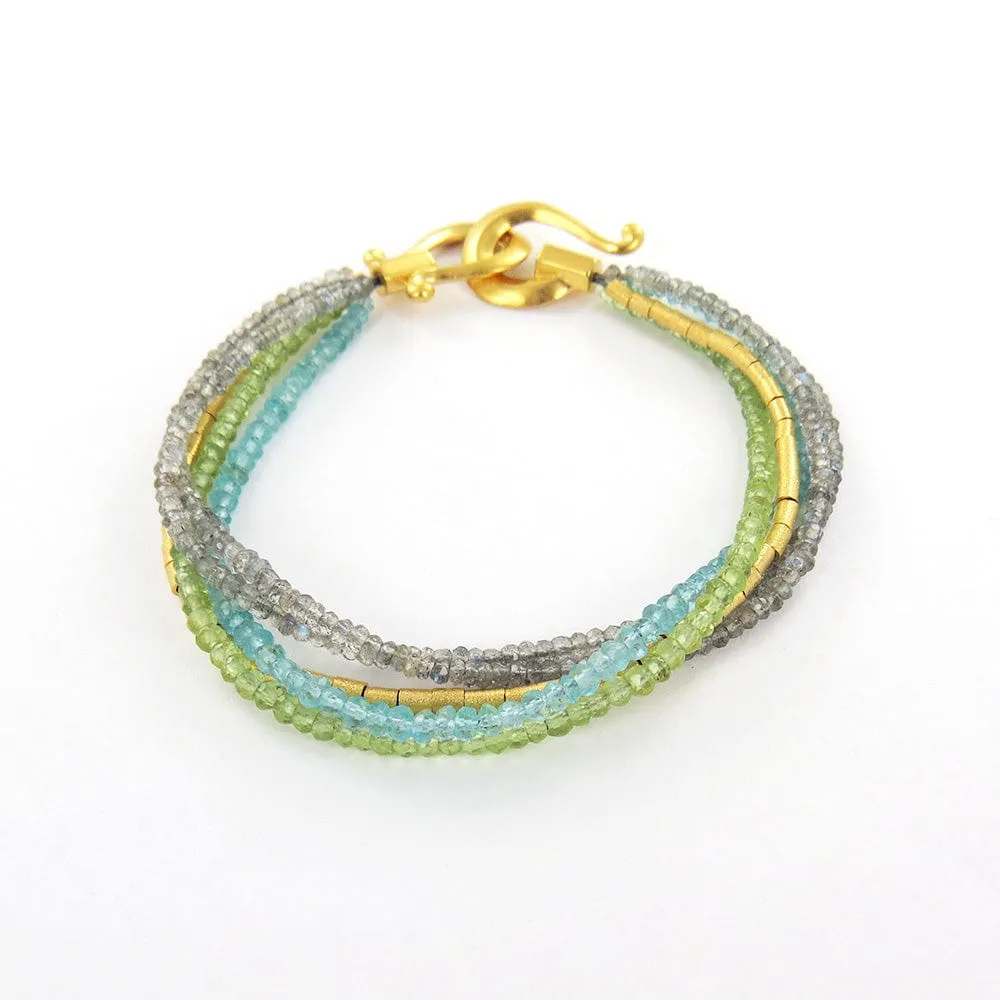 Labradorite, Peridot, & Apatite Multistrand Bracelet