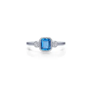 Lafonn Birthstone Emerald December Blue Topaz Ring BR006BTP