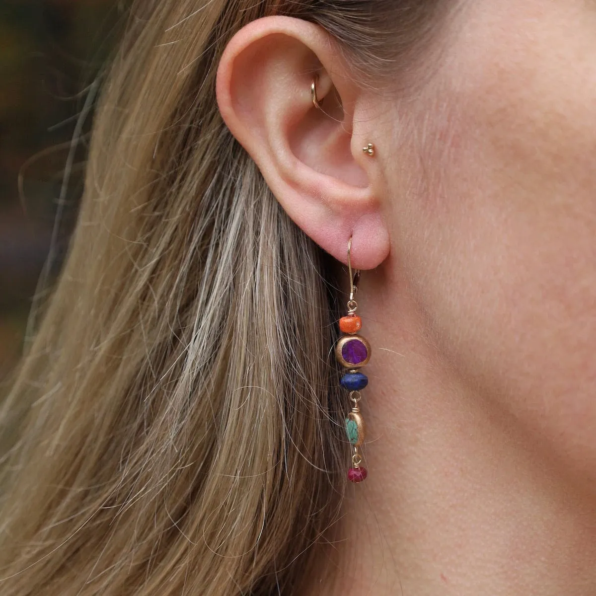 Lapis Falling Leaves Earrings