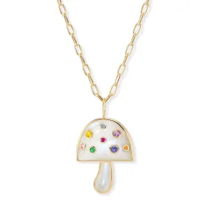 Large Magic Mushroom Pendant with Rainbow Moonstone and 
 Multi-Colored Sapphires