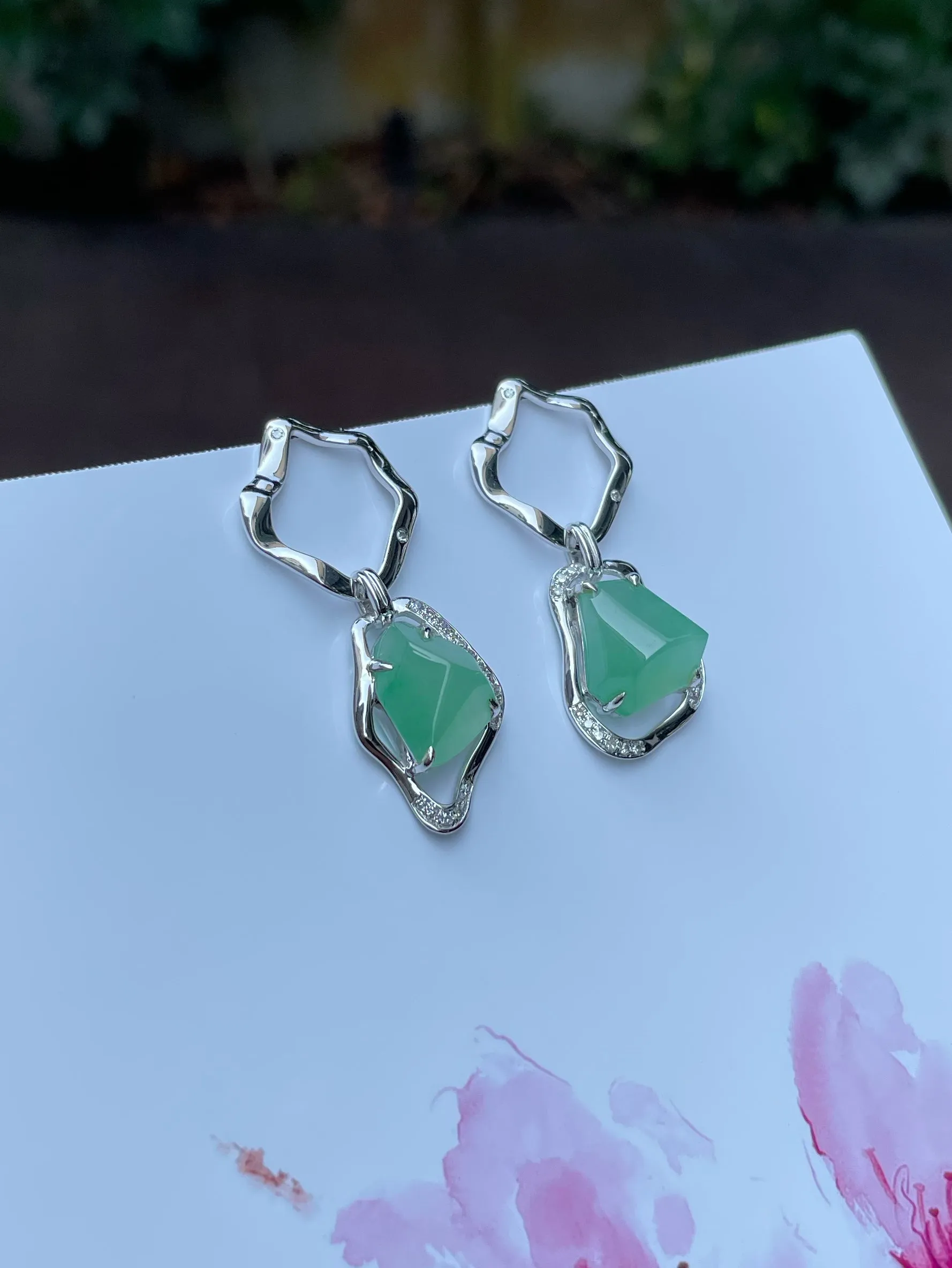 Light Green Jade Earrings (NJE132)