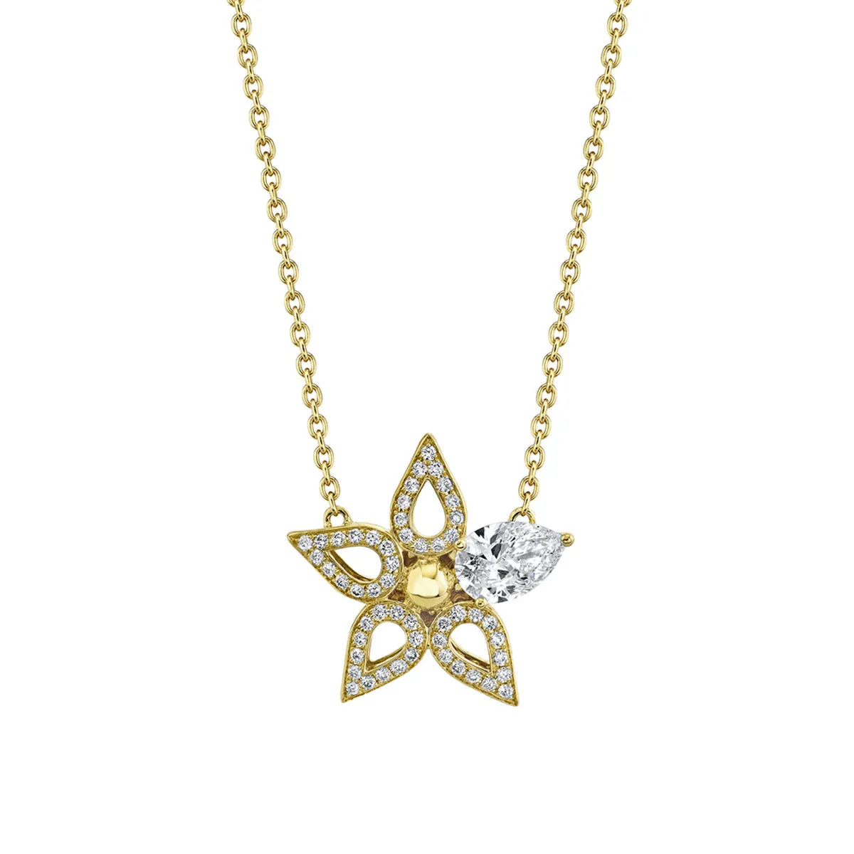 Lily Artisan Pave and Pear Shape Diamond Pendant