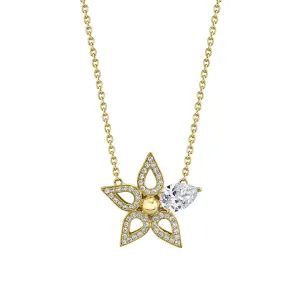 Lily Artisan Pave and Pear Shape Diamond Pendant