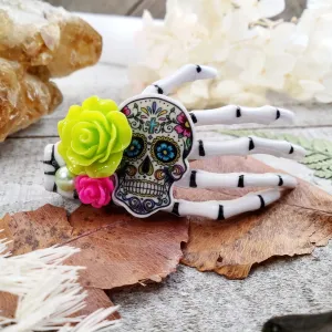 Lime Skeleton hand hair clip