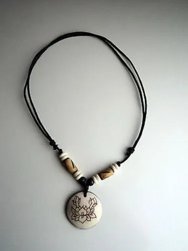 Lotus Bone Pendant Necklace