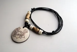 Lotus Bone Pendant Necklace