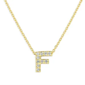 Love Letter Diamond Initial F Necklace in Yellow Gold