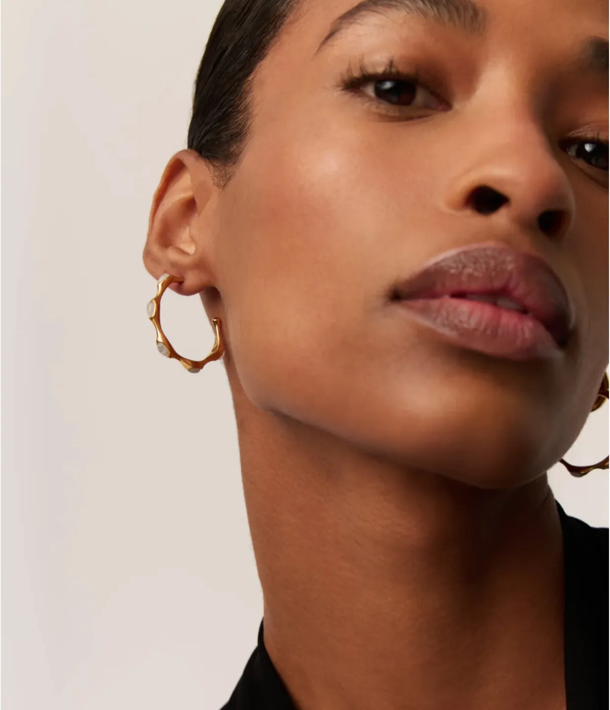Magma Gemstone Large Hoop Earrings in Gold