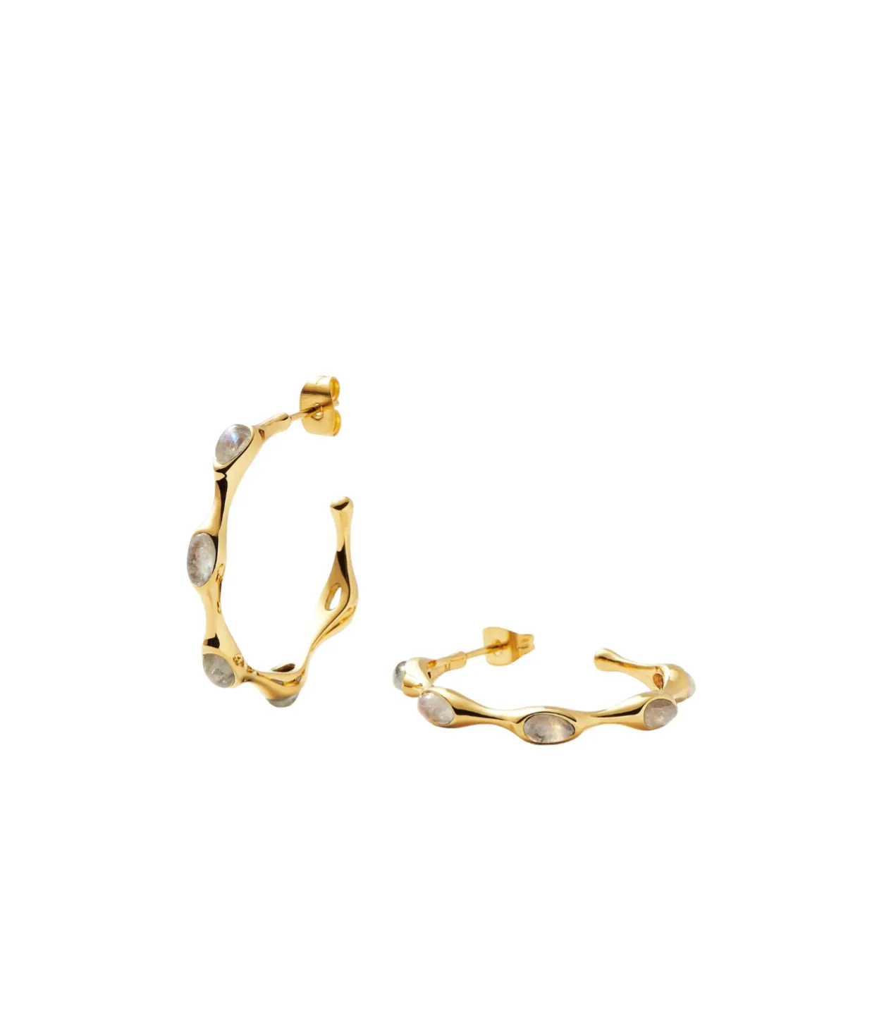 Magma Gemstone Large Hoop Earrings in Gold