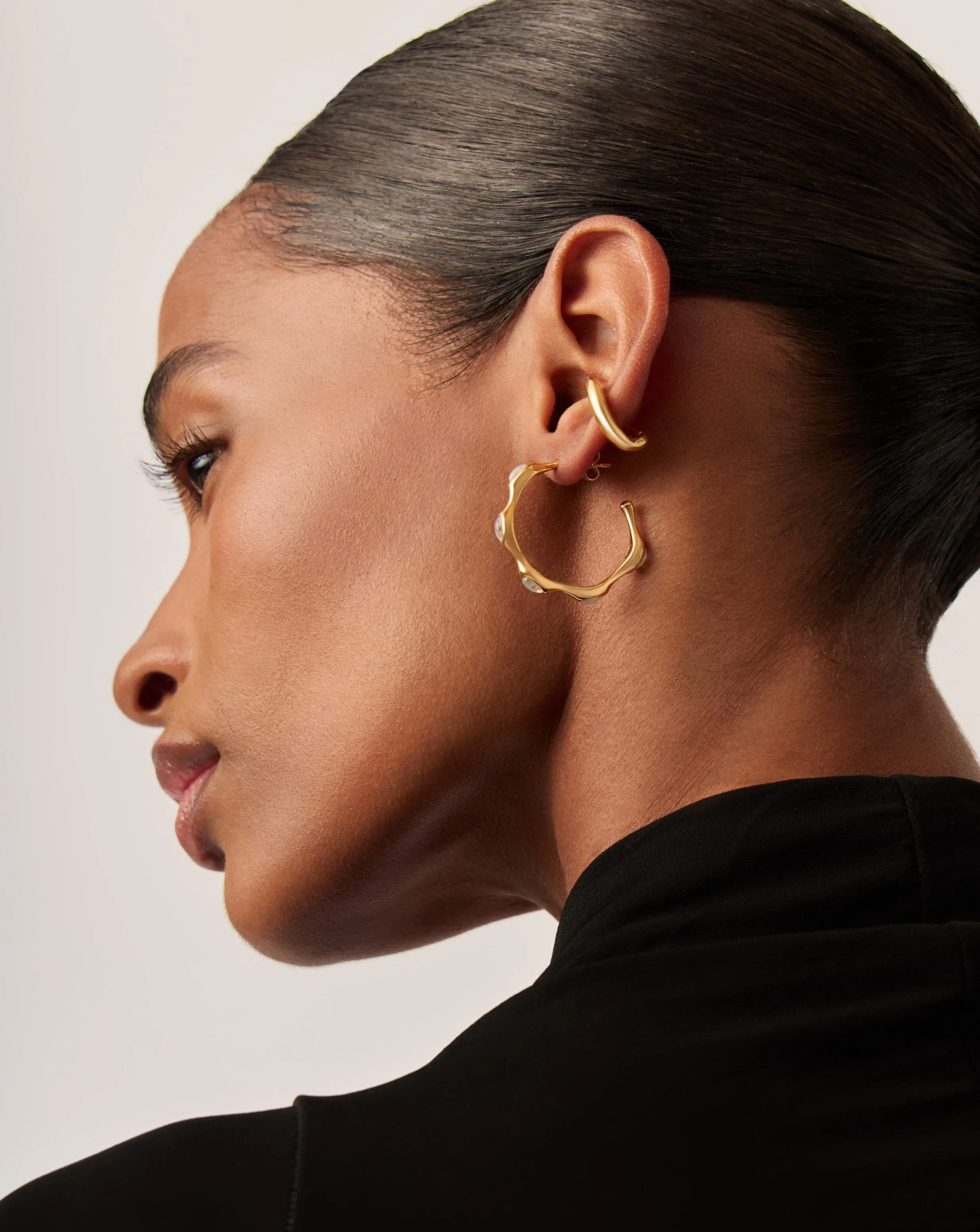Magma Gemstone Large Hoop Earrings in Gold
