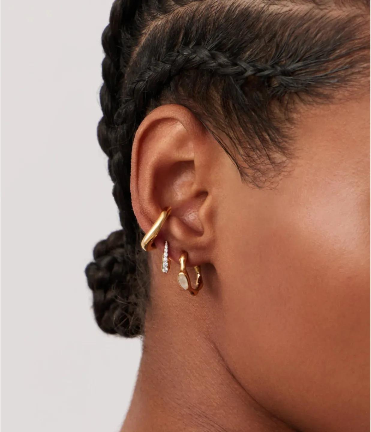 Magma Gemstone Small Hoop Earrings in Gold