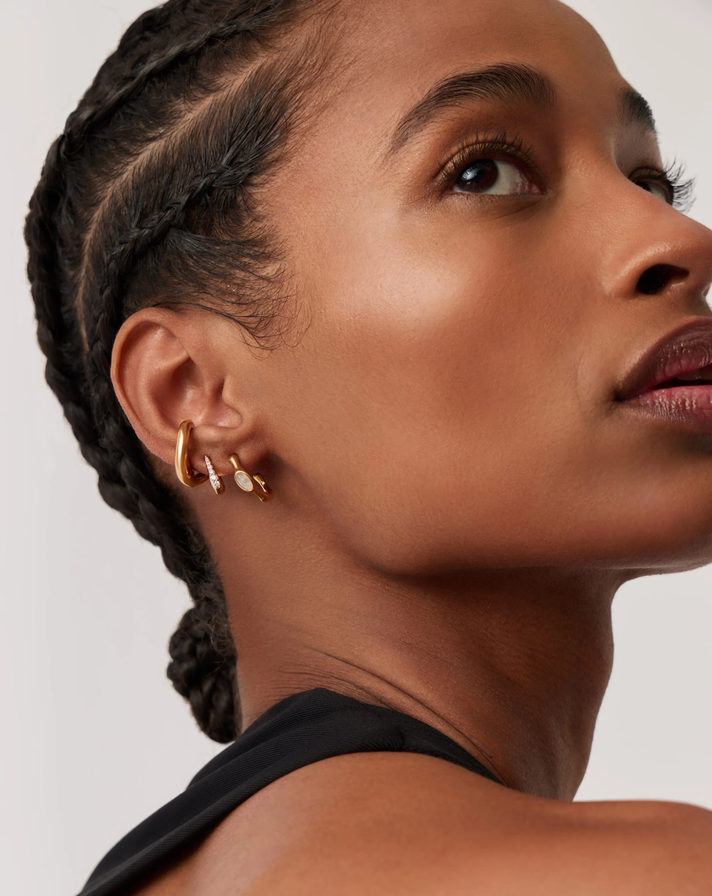 Magma Gemstone Small Hoop Earrings in Gold