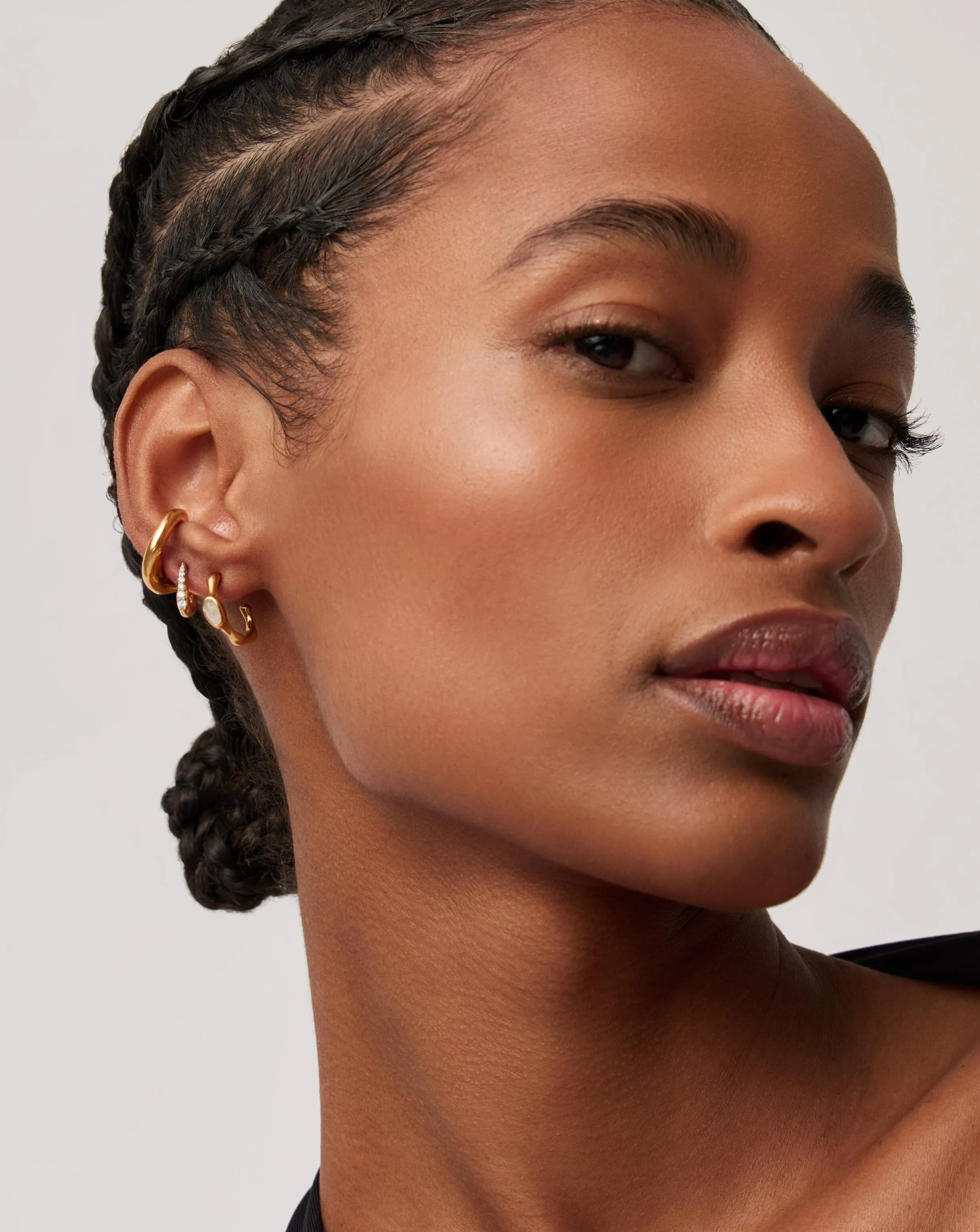 Magma Gemstone Small Hoop Earrings in Gold