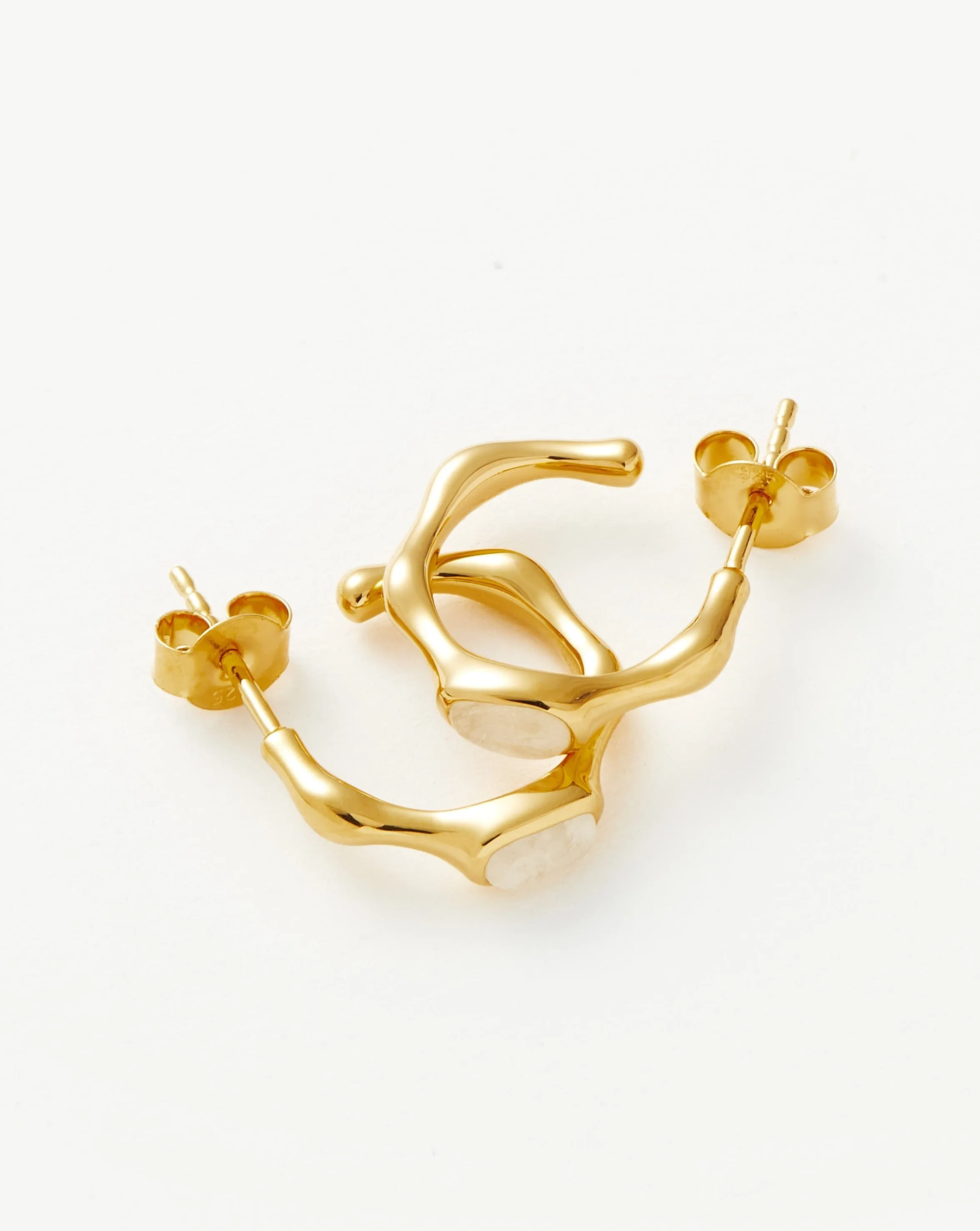 Magma Gemstone Small Hoop Earrings in Gold