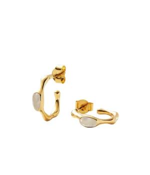 Magma Gemstone Small Hoop Earrings in Gold