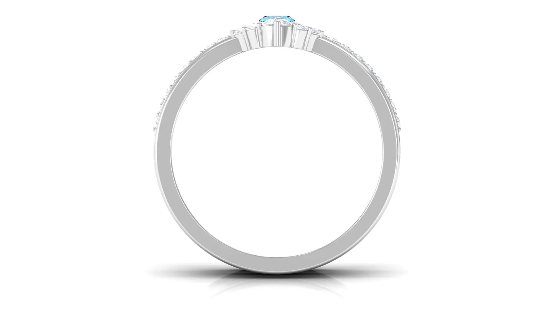 Marquise Shape Swiss Blue Topaz Solitaire Ring Set with Moissanite