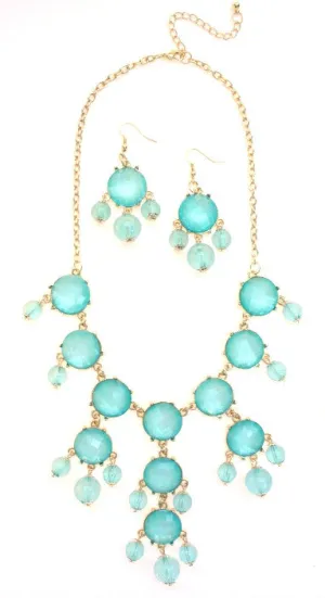 Mini Gold-Tone Chain Bubble Necklace- Mint