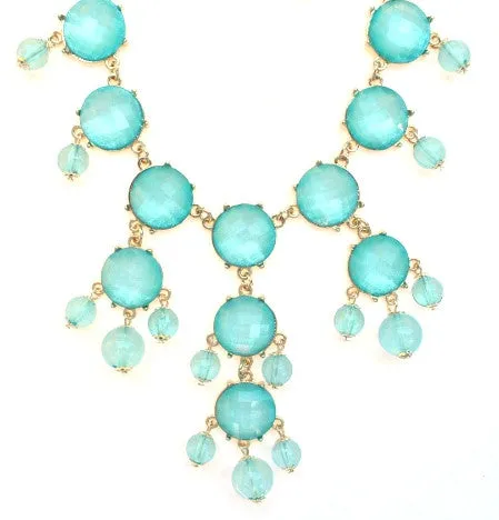 Mini Gold-Tone Chain Bubble Necklace- Mint