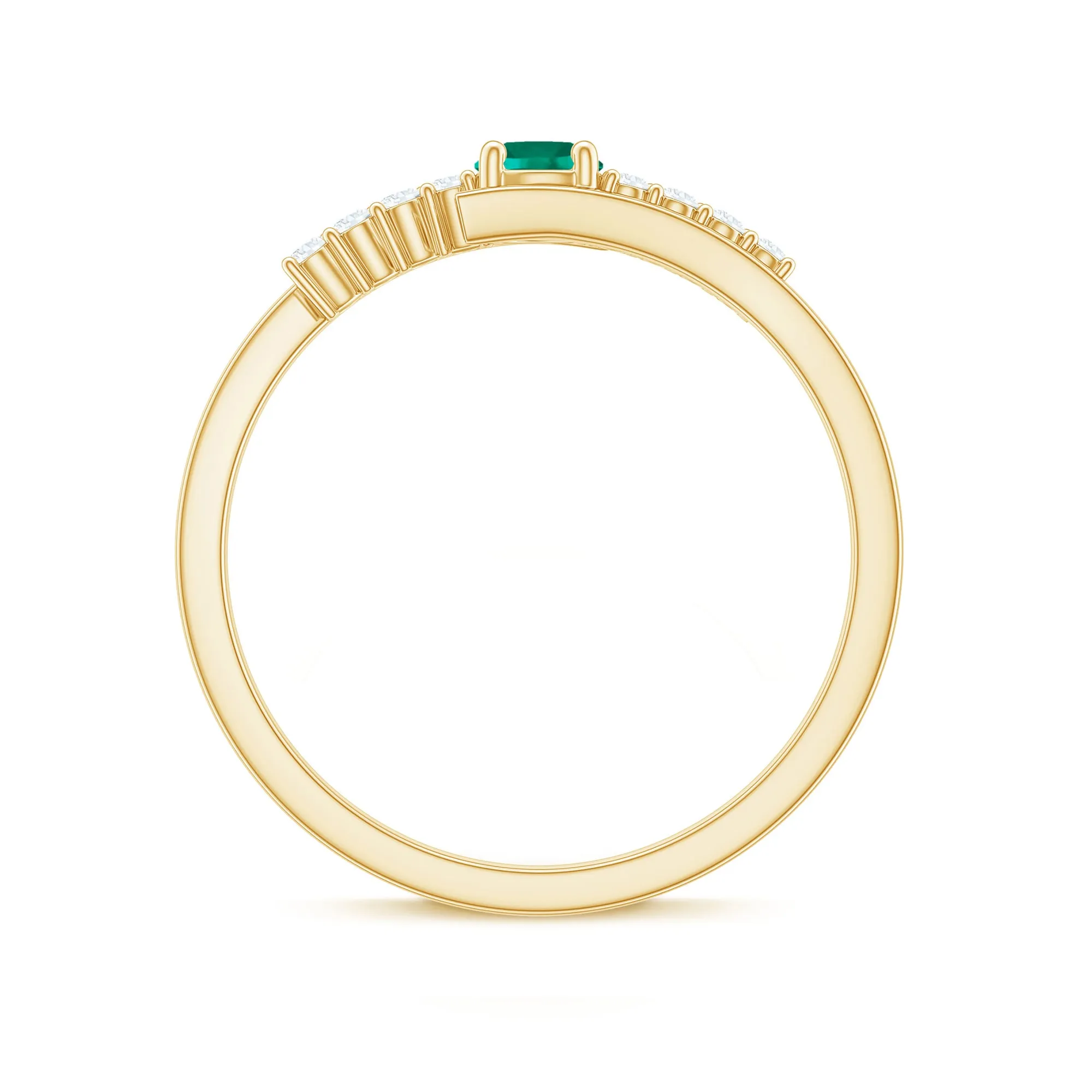 Minimal Created Emerald and Diamond Bypass Promise Ring