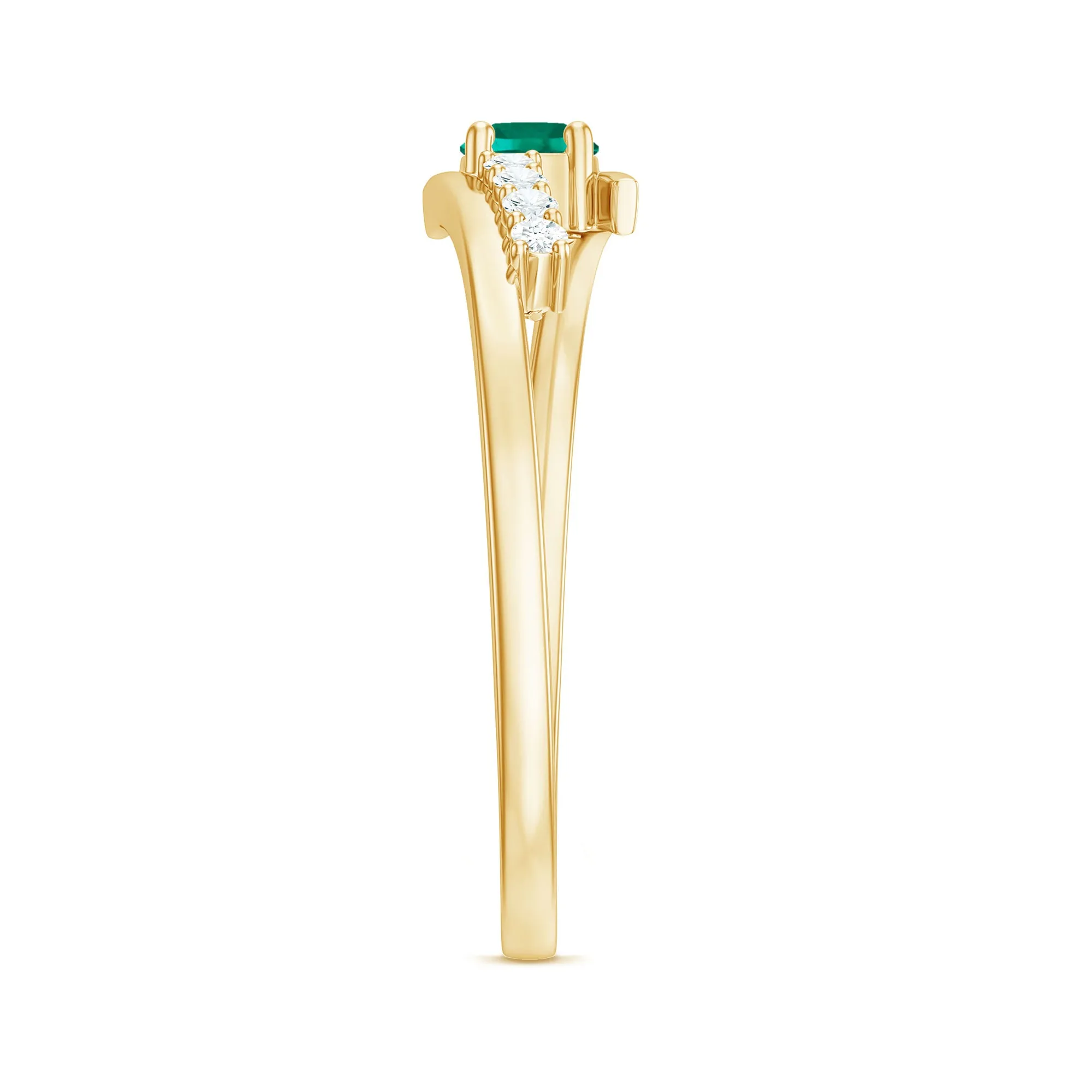 Minimal Created Emerald and Diamond Bypass Promise Ring