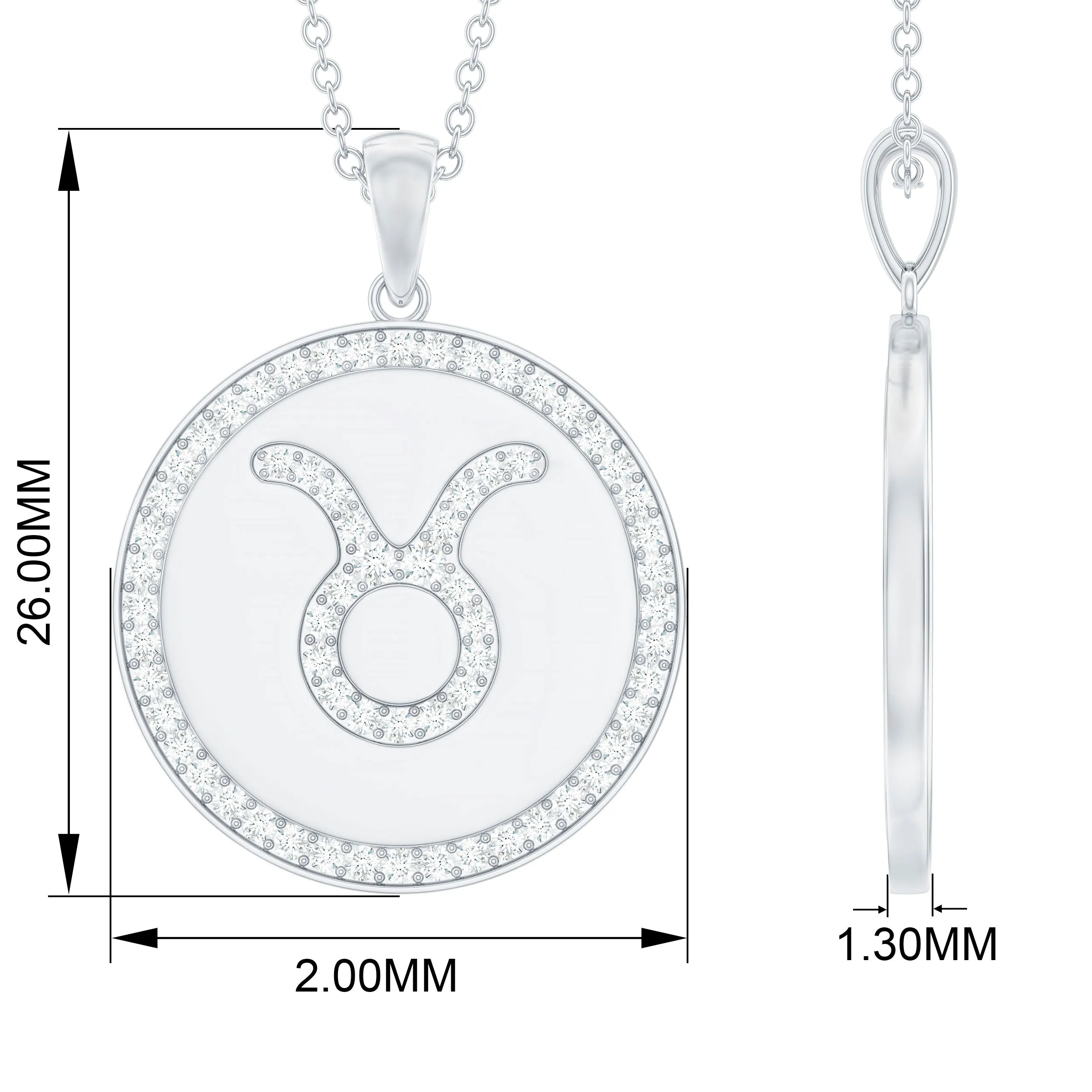 Moissanite Taurus Constellation Disc Pendant