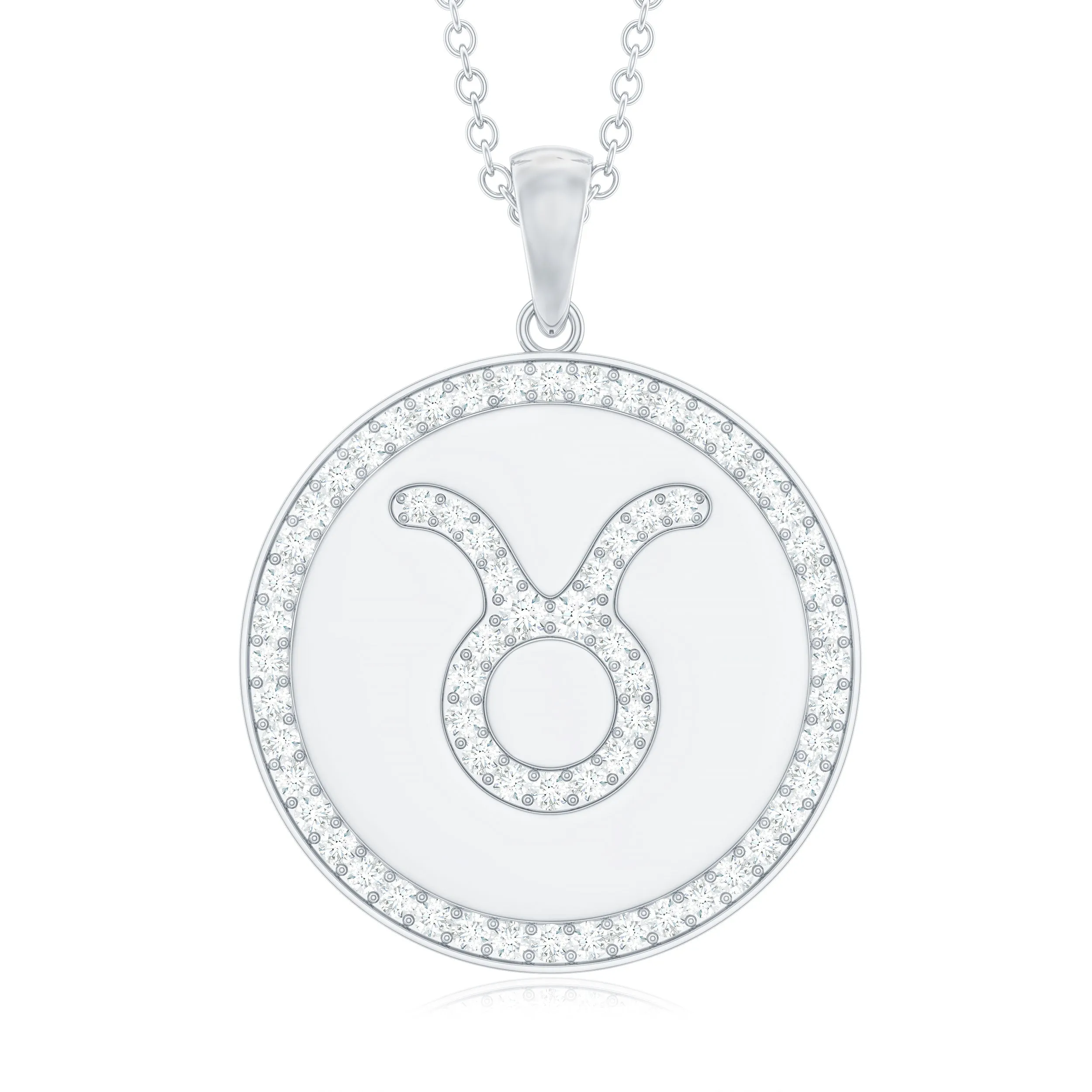 Moissanite Taurus Constellation Disc Pendant