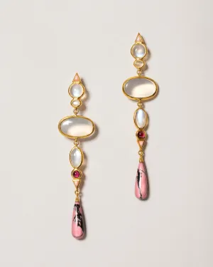 Moonstone & Alaskan Rhodolite Earrings