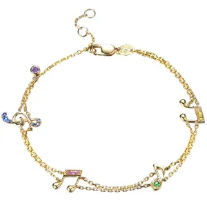 Multi Gems Musical Note Two-Strand Charm Bracelet