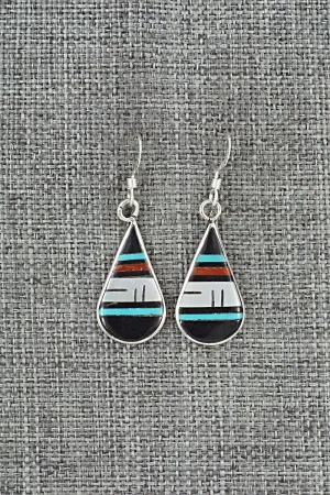 Multi Stone & Sterling Silver Inlay Earrings - Rhianna Kallestewa