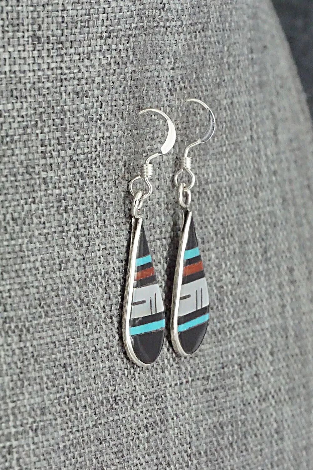 Multi Stone & Sterling Silver Inlay Earrings - Rhianna Kallestewa