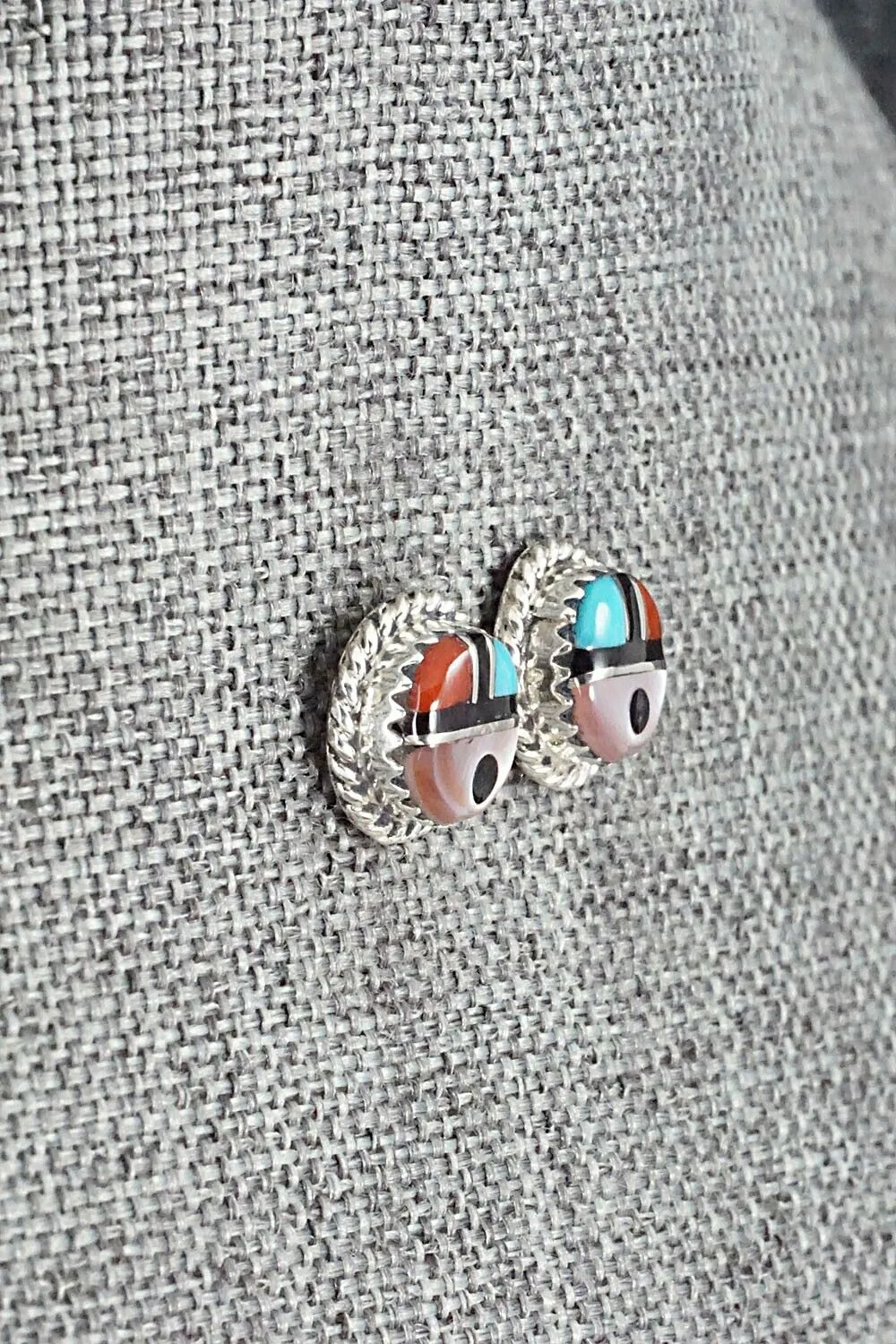 Multi Stone Inlay & Sterling Silver Earrings - Elvira Kiyite